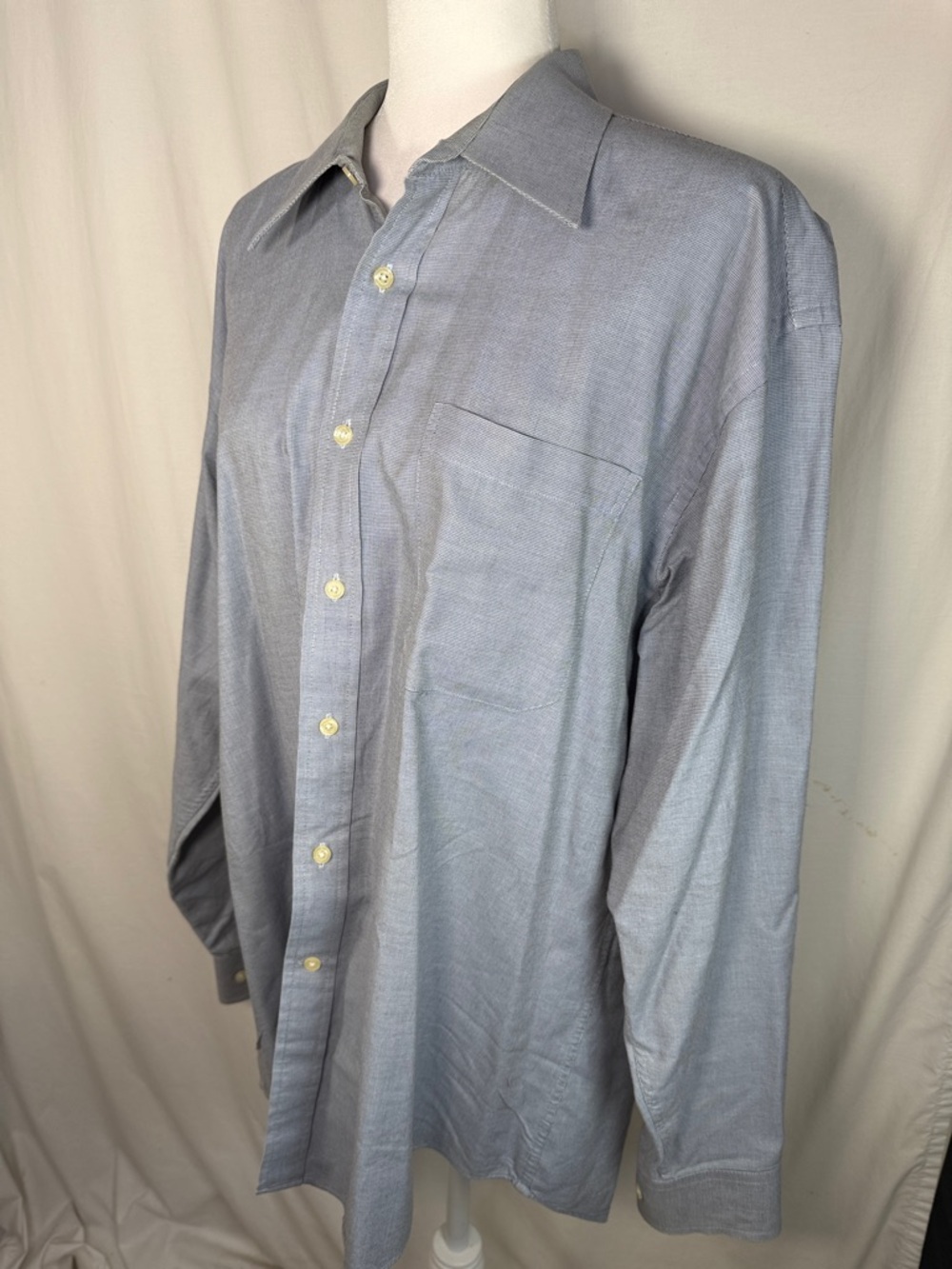 Dior Men’s Blue-Gray Microcheck Cotton Dress Shirt